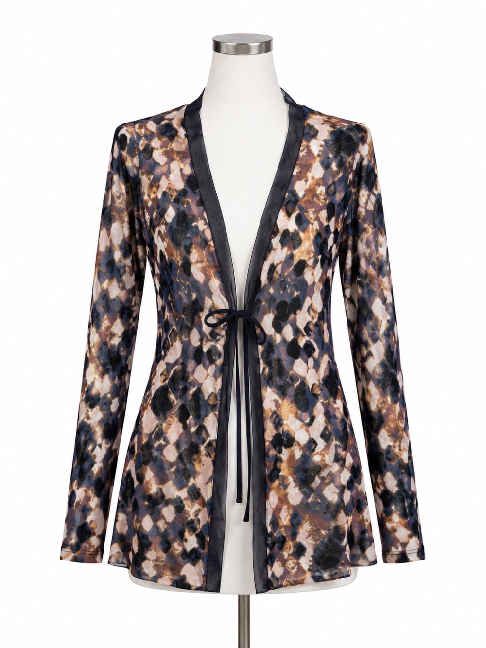 Simple Vera Women’s XS Abstract Print Tie Front Cardigan 100% Cotton
